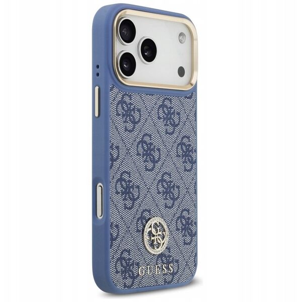 Etui Guess 4G Strass Logo MagSafe do iPhone 17 Pro Max niebieski