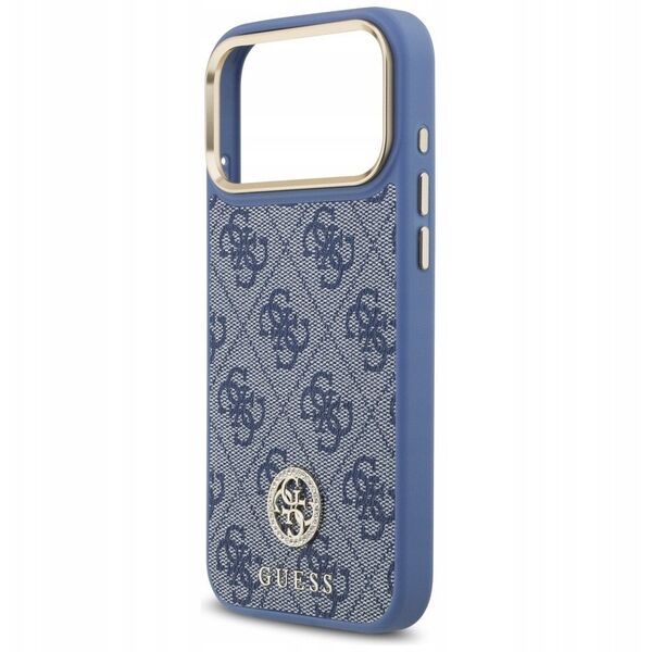 Etui Guess 4G Strass Logo MagSafe do iPhone 17 Pro Max niebieski