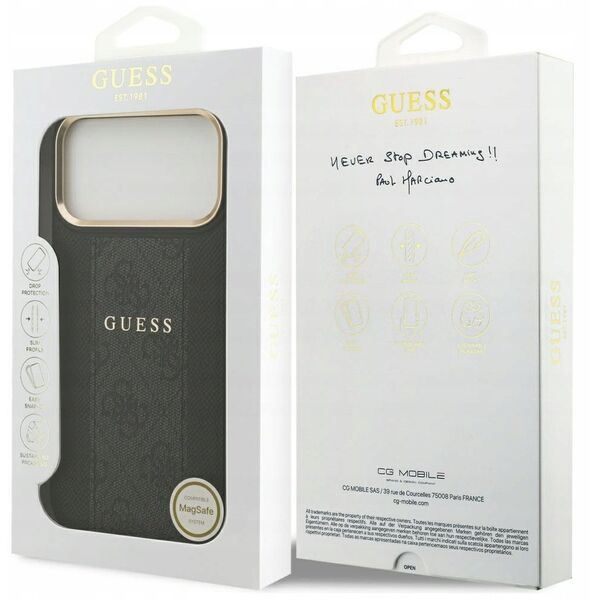 Etui Guess 4G Stripe MagSafe do iPhone 17 Pro Max czarny