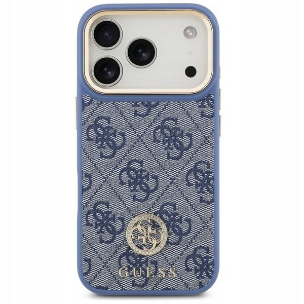 Etui Guess 4G Strass Logo MagSafe do iPhone 17 Pro niebieski