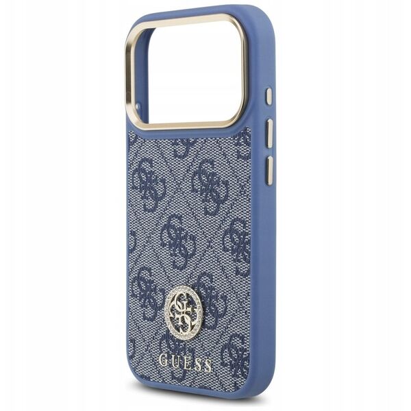Etui Guess 4G Strass Logo MagSafe do iPhone 17 Pro niebieski
