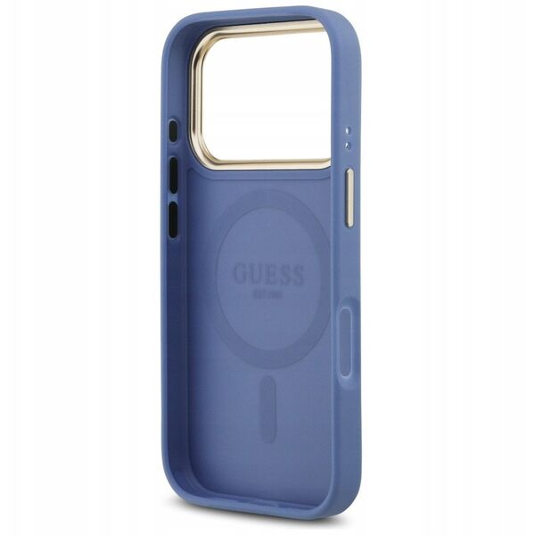 Etui Guess 4G Strass Logo MagSafe do iPhone 17 Pro niebieski