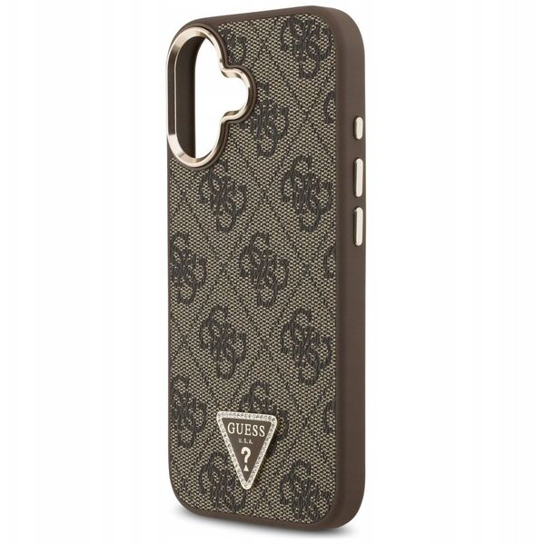 Etui Guess 4G Triangle Logo MagSafe do iPhone 17 brązowy złoty
