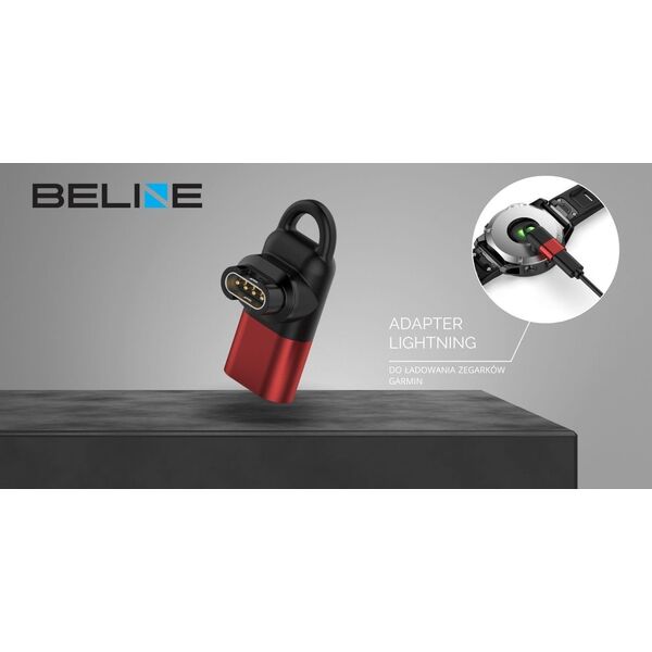 Adapter Lightning Beline do ładowania     zegarków Garmin czerwony