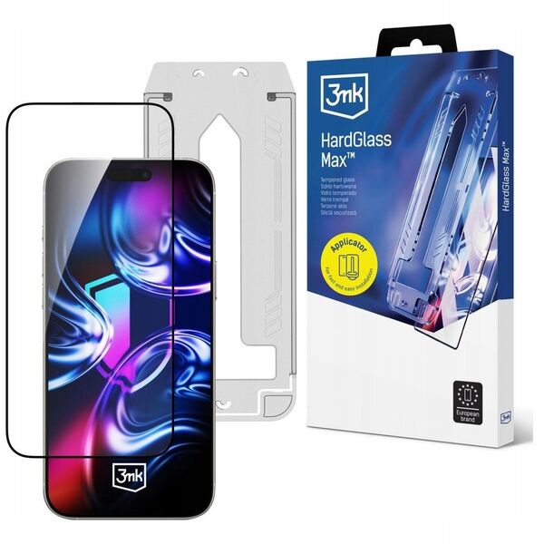 Szkło hartowane 3MK HardGlass Max z aplikatorem do Apple iPhone 16 Pro/17