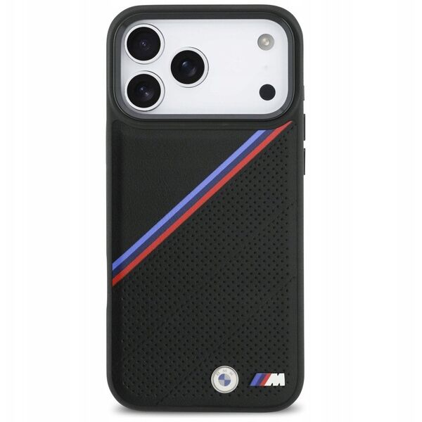 Etui BMW M Tricolor Metal Logo MagSafe do iPhone 17 Pro Max czarny