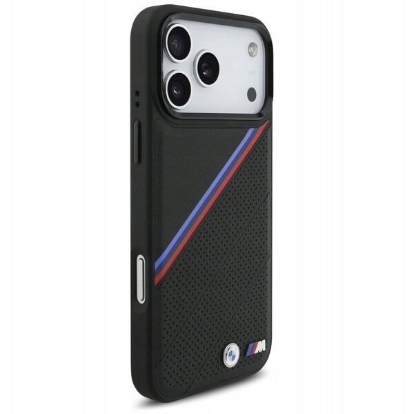 Etui BMW M Tricolor Metal Logo MagSafe do iPhone 17 Pro Max czarny