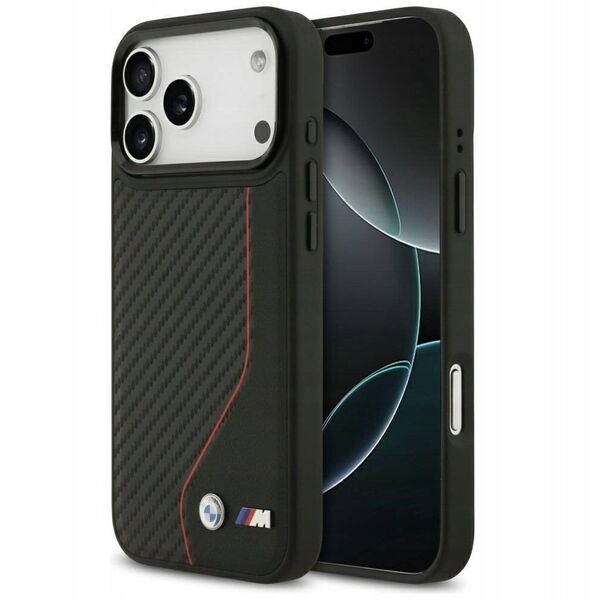 Etui BMW M Carbon Line & Logo MagSafe do iPhone 17 Pro Max czerwony