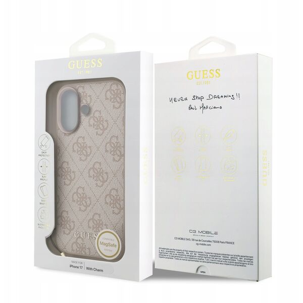 Etui Guess 4G Charms Collection MagSafe do iPhone 17 różowy