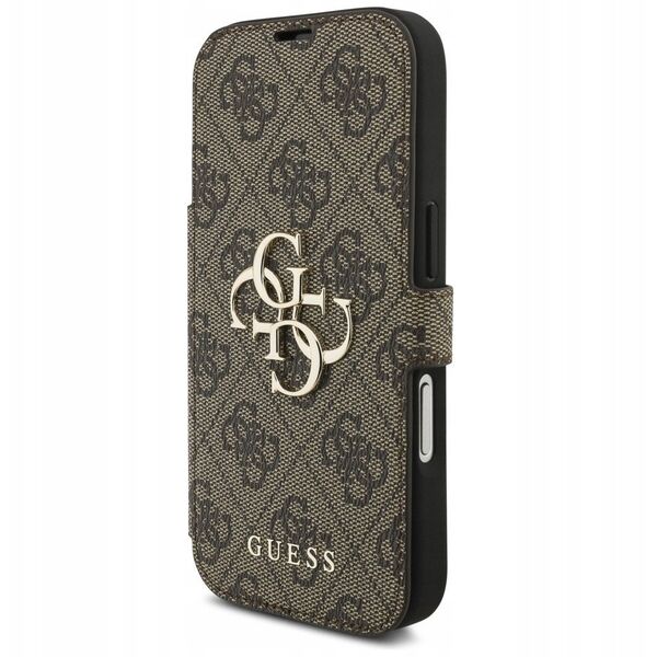 Etui Guess Book 4G Metal Logo do iPhone 17 Pro brązowy