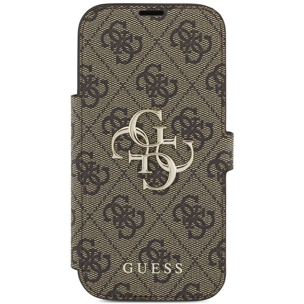 Etui Guess Book 4G Metal Logo do iPhone 17 Pro brązowy