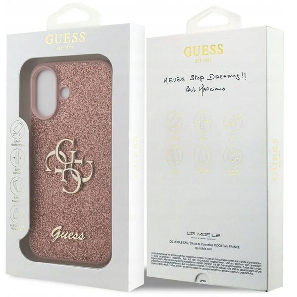Etui Guess Fixed Glitter Big 4G do iPhone 17 różowy