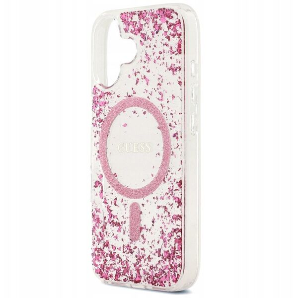 Etui Guess Resin Bottom Glitter MagSafe do iPhone 17 różowy