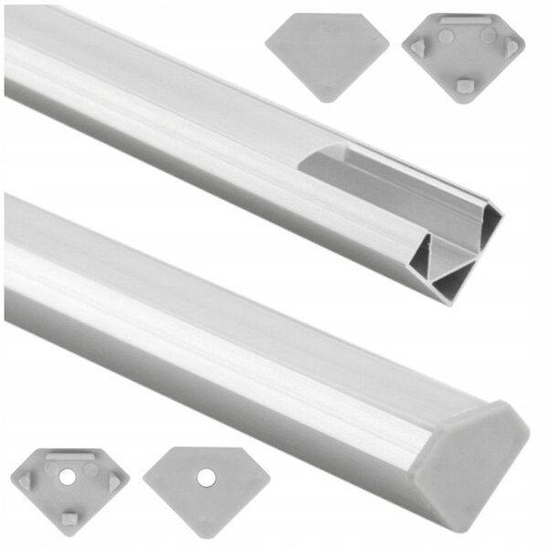 Profil Led R02 narożny Eco Light EC20621 2m aluminium anodowany + klosz mleczny