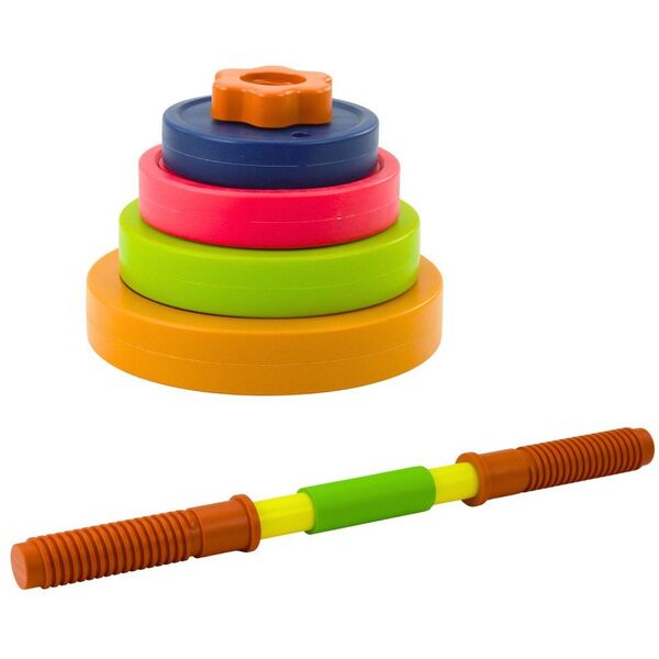 Sztanga Dla Dzieci Pianka Antypoślizgowa 8 Talerzy Plastikowa Kolorowa LEAN Toys