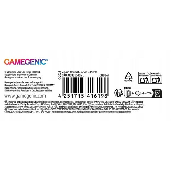 Gamegenic: Zip-Up Album 8-Pocket - Purple