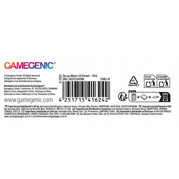 Gamegenic: Zip-Up Album 18-Pocket - Pink