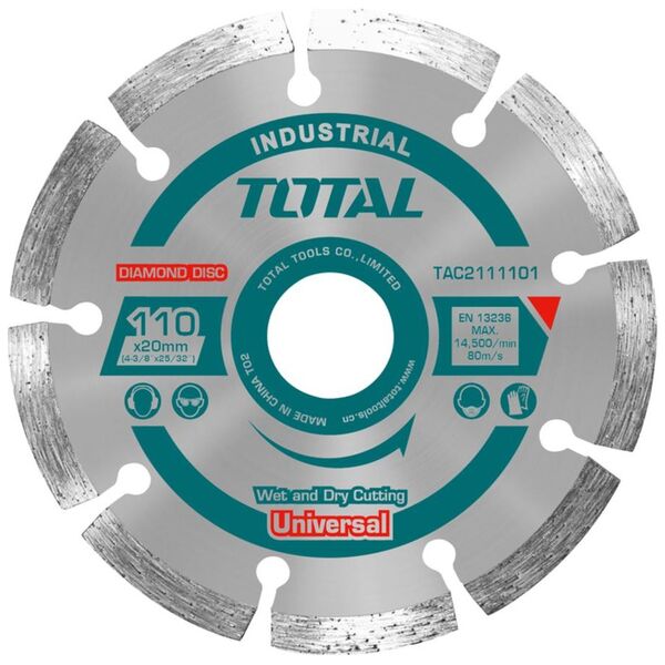 TOTAL ΔΙΑΜΑΝΤΟΔΙΣΚΟΣ ΥΓΡΑΣ ΚΟΠΗΣ Φ-110mm Χ 20mm ΓΙΑ ΚΟΦΤΗ TS3141102 (TAC2111101) ως 12 Άτοκες Δόσεις