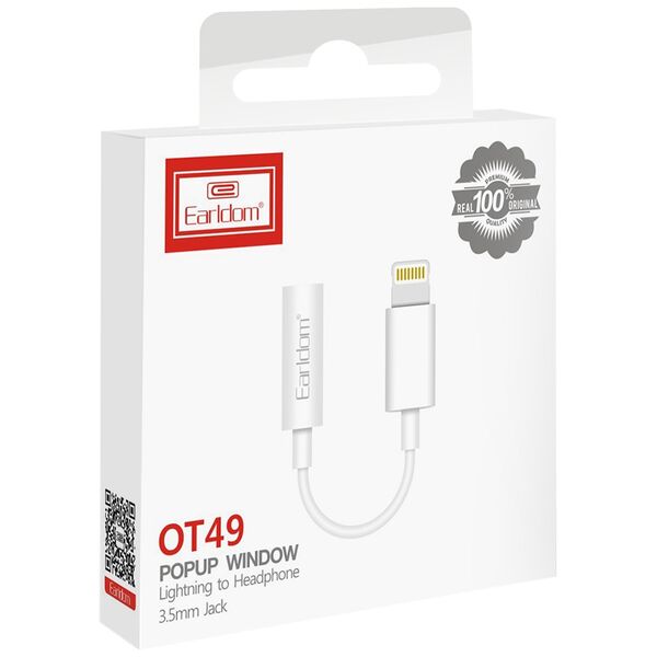 [product / manufacturer] Προσαρμογέας Earldom ET-OT49, Lightning to 3.5mm F, 0.15m, Λευκο - 40216 έως 12 άτοκες Δόσεις