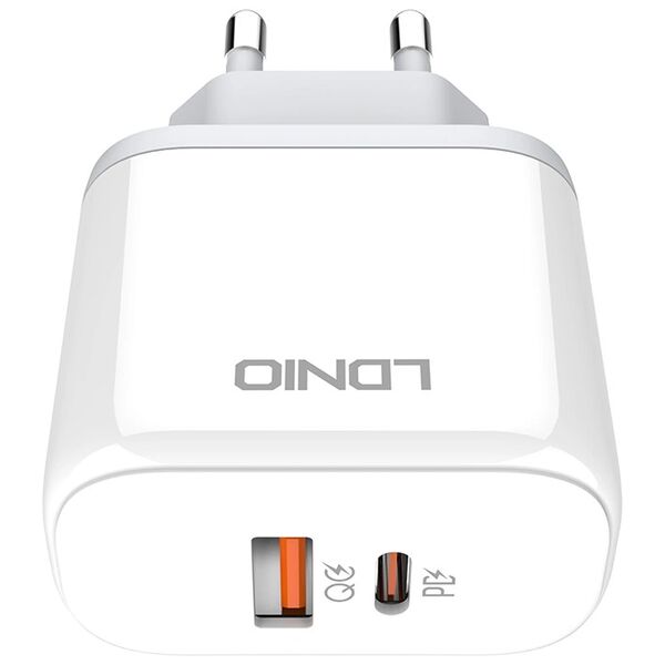 [product / manufacturer] Φορτιστής δικτύου LDNIO A2526C, 45W, 1 x Type-C F, 1 x USB F, PD, QC, PPS, Καλώδιο Lightning, λευκό - 40285 έως 12 άτοκες Δόσεις