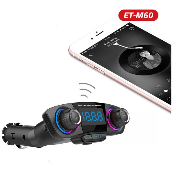 [product / manufacturer] Μεταδότης FM Earldom ЕТ-M60, Bluetooth, USB, 5V/2.0A, Μαυρο - 17384 έως 12 άτοκες Δόσεις