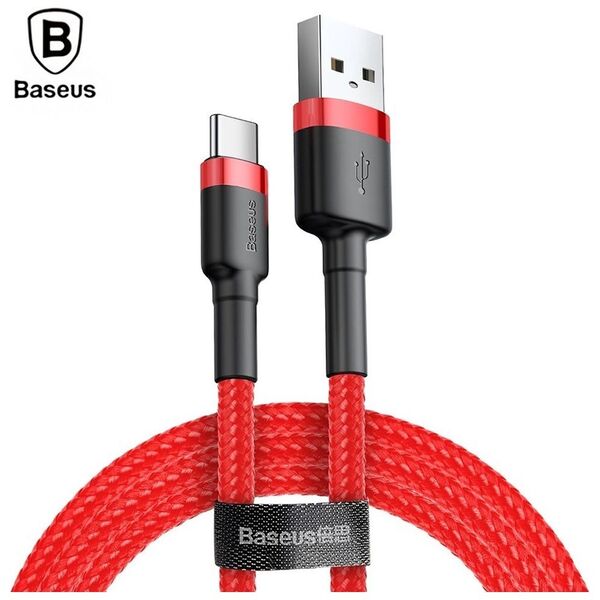 Baseus Cafule Braided USB 2.0 Cable USB-C male - USB-A male Κόκκινο 3m (CATKLF-U09) (BASCATKLFU09) έως 12 άτοκες Δόσεις