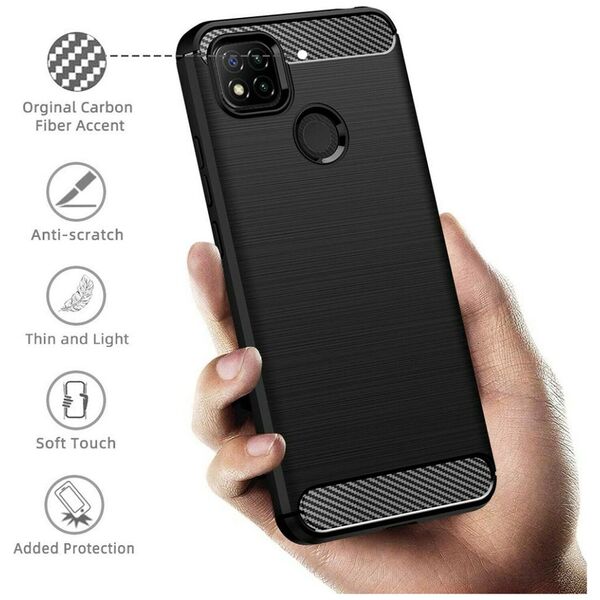 Techsuit Husa pentru Xiaomi Redmi 9C / Redmi 9C NFC - Techsuit Carbon Silicone - Black 5949419059788 έως 12 άτοκες Δόσεις