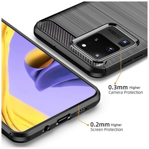 Techsuit Husa pentru Samsung Galaxy S20 Ultra 4G / S20 Ultra 5G - Techsuit Carbon Silicone - Black 5949419062429 έως 12 άτοκες Δόσεις