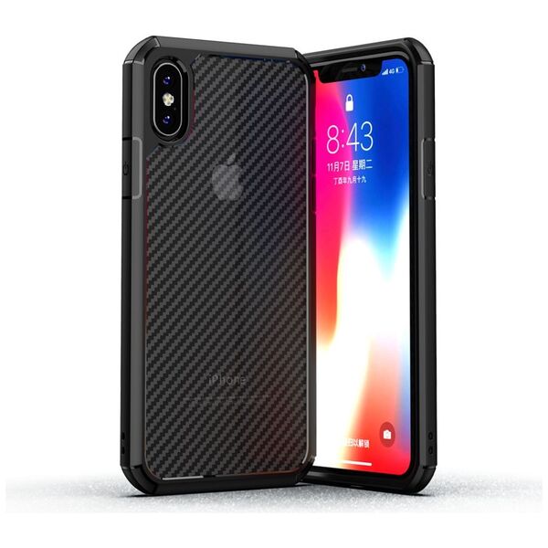 Techsuit Husa pentru iPhone XS Max - Techsuit Carbon Fuse - Black 5949419058798 έως 12 άτοκες Δόσεις