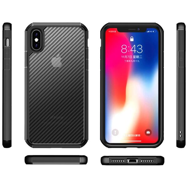 Techsuit Husa pentru iPhone XS Max - Techsuit Carbon Fuse - Black 5949419058798 έως 12 άτοκες Δόσεις