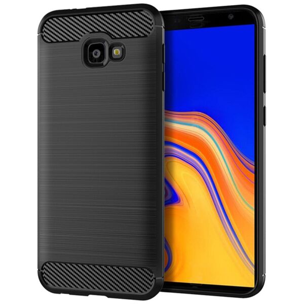 Techsuit Husa pentru Samsung Galaxy J4 Plus - Techsuit Carbon Silicone - Black 5949419057708 έως 12 άτοκες Δόσεις