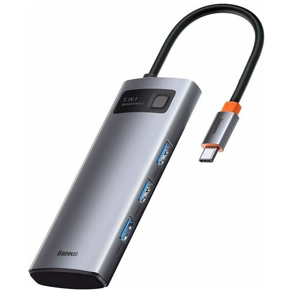 Baseus Metal Gleam USB-C Docking Station με HDMI 4K PD Ασημί (CAHUB-CX0G) (BASCAHUBCX0G) έως 12 άτοκες Δόσεις