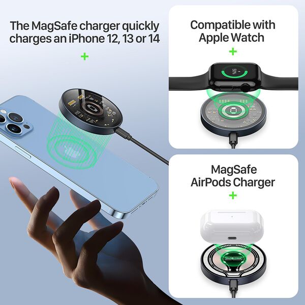 Duzzona Duzzona - Wireless Charger 3in1 (W13) - for iPhone, Apple Watch, AirPods Pro, 15W - Transparent 6934913026281 έως 12 άτοκες Δόσεις