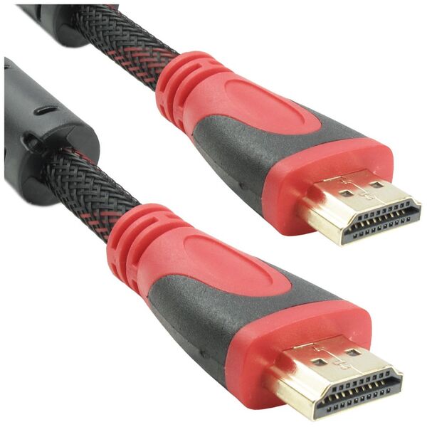 Καλώδιο HDMI Μ/Μ DeTech, 15m, Πλεξούδα και Φερριτή - 18310