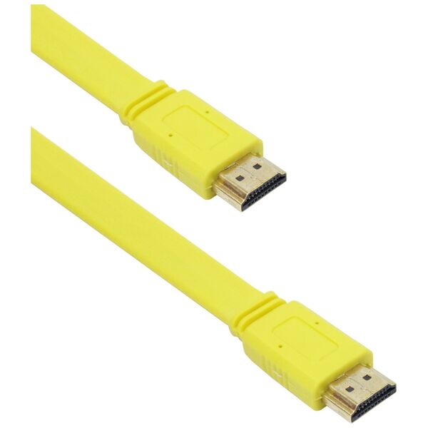 Καλώδιο HDMI Μ/Μ DeTech, 1.8m, Πλακέ, Κίτρινος - 18123