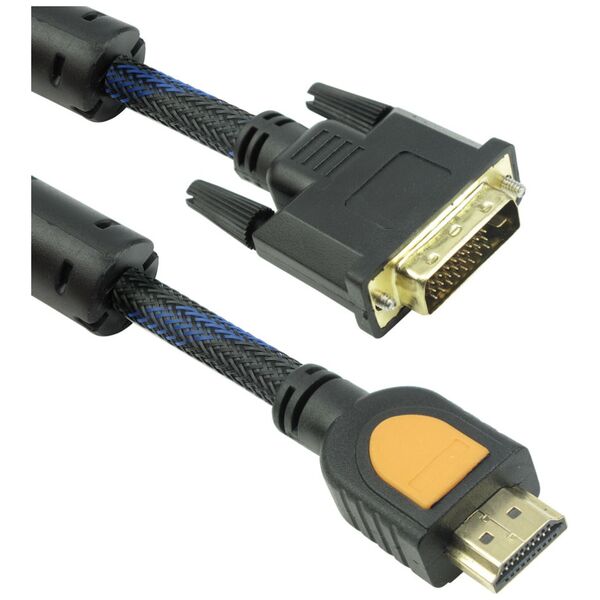 Καλώδιο DeTech HDMI σε DVI, 10m, Φερριτή, HQ, Μαύρο - 18192