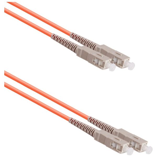 Fiber patch cable DeTech, SC-SC, UPC, Multimode, Duplex, 10m, Orange - 18337