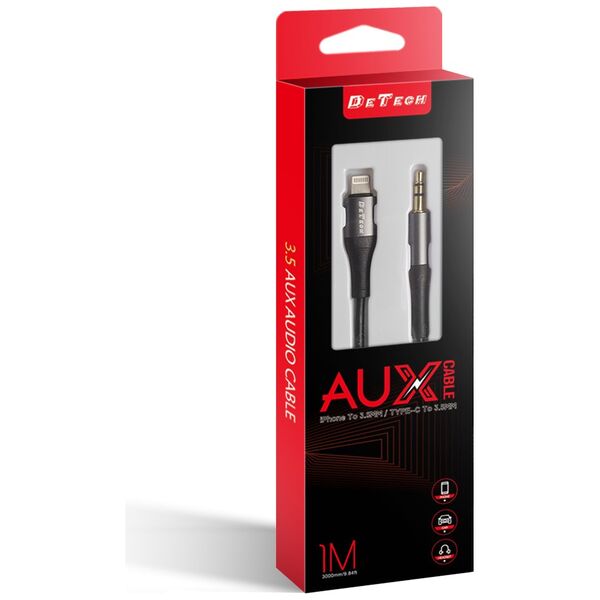 Καλώδιο ήχου DeTech DE-42CA, 3.5mm σε Type-C, 1.0m, Μαυρο - 40258