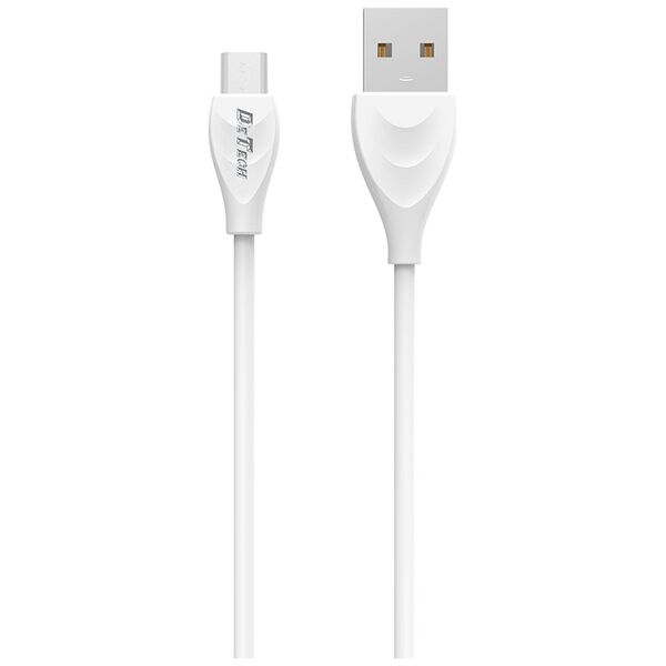Kαλώδιο δεδομένων DeTech DE-24M, Micro USB, 1.0m, λευκό - 14126