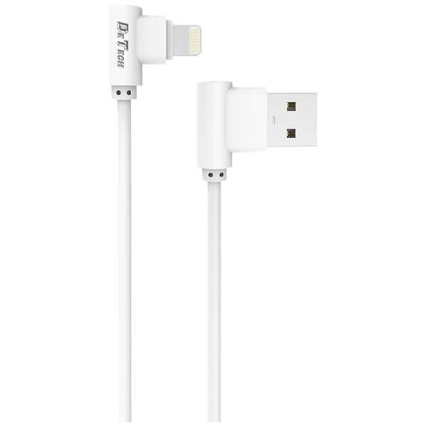 Кαλώδιο δεδομένων DeTech De-21i, Lightning (iPhone 5/6/7 / SE), 1.0m, Λευκό - 14130