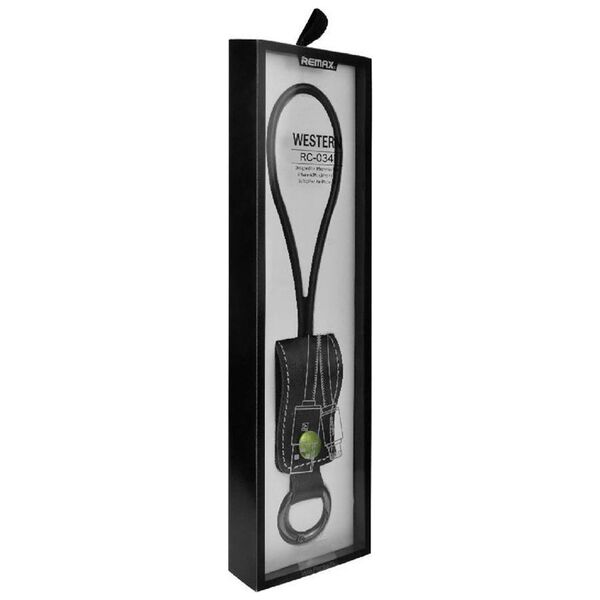 καλώδιο δεδομένων micro USB, Remax RC-034I,, μπρελόκ, δέρμα, Μαύρο - 14341