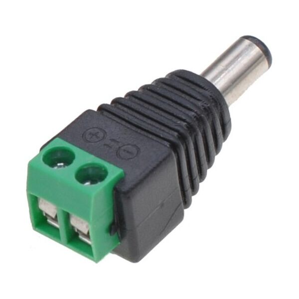 Connector DeTech, DC, 5.5x2.1 M - Screw Terminal, 10pcs., Black - 17166