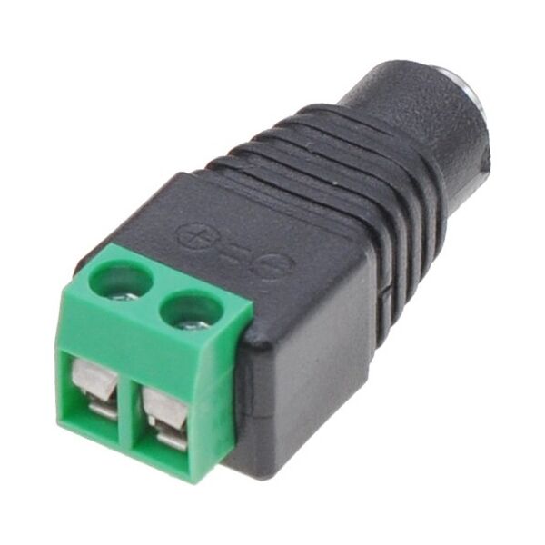 Connector DeTech, DC, 5.5x2.1 F - Screw Terminal, 10pcs., Black - 17167