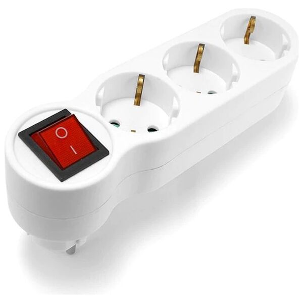 Electric Power Strip No brand, 1 to 3 way, 220V, With switch, Without cable, White - 17709