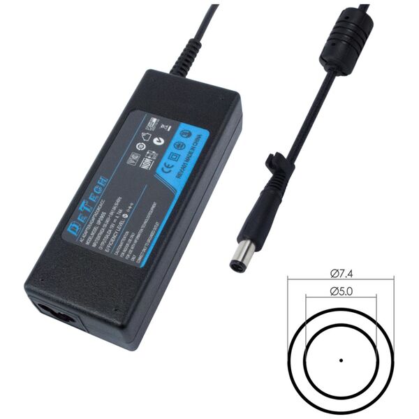 DeTech Τροφοδοτικό Ρεύματος για HP 90W 19V 4.74A 7.4* 5.0 - 233