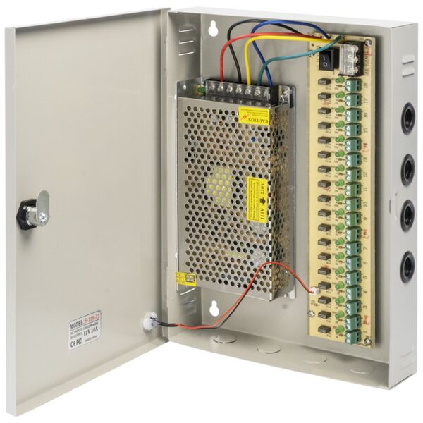 Τροφοδοτικό αυτονομίας No brand, 12V/10A, 18 Channel, Σε μεταλικὀ κουτἰ, Γκρί - 345