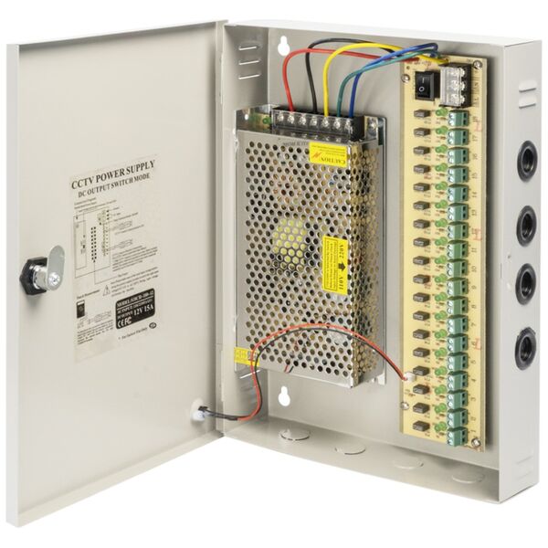 Τροφοδοτικό αυτονομίας No brand, 12V/15A, 18 Channel, Σε μεταλικὀ κουτἰ, Γκρί - 346