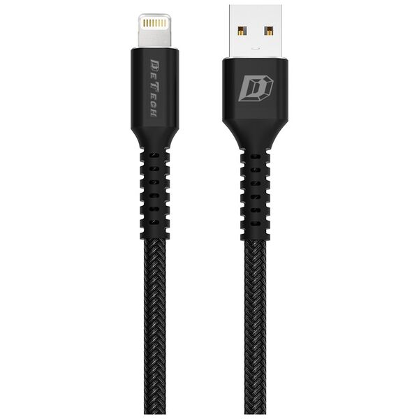 Кαλώδιο δεδομένων DeTech DE-C25i, Lightning (iPhone 5/6/7 / SE), 1.0m, Μαυρο - 40107