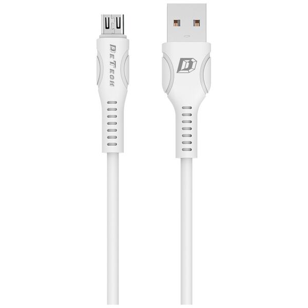 Kαλώδιο δεδομένων DeTech DE-27M, Micro USB, 1.0m, λευκό - 40109