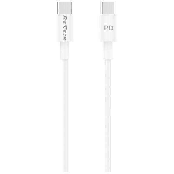 Kαλώδιο δεδομένων DeTech DE-C29PD, Type-C - Type-C, PD, 1.0m, Λευκο - 40112